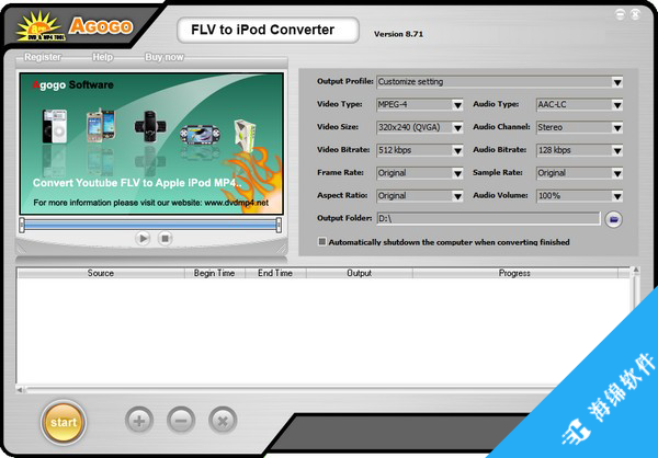 Agogo FLV to iPod Converter(视频转换工具)_1