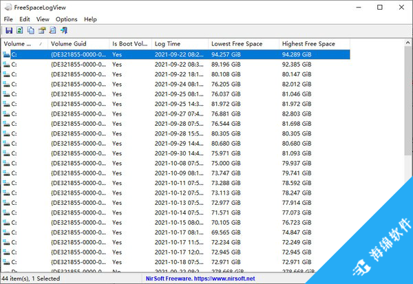 FreeSpaceLogView(可用磁盘空间日志查看工具)_1